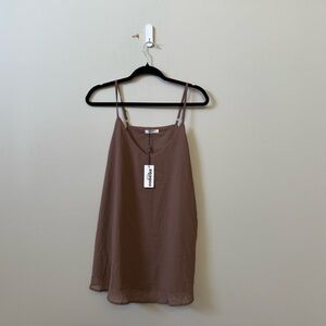 Zeagoo light brown lightweight flowy longline cami tank top (NWT)